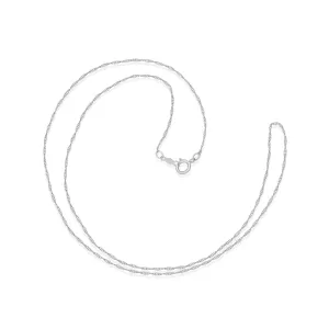 Everyday Elegance 14K White Gold Rope Chain Necklace with Spring-ring Clasp |18" Inch Length | 1.0 mm Thick | With Gift Box
