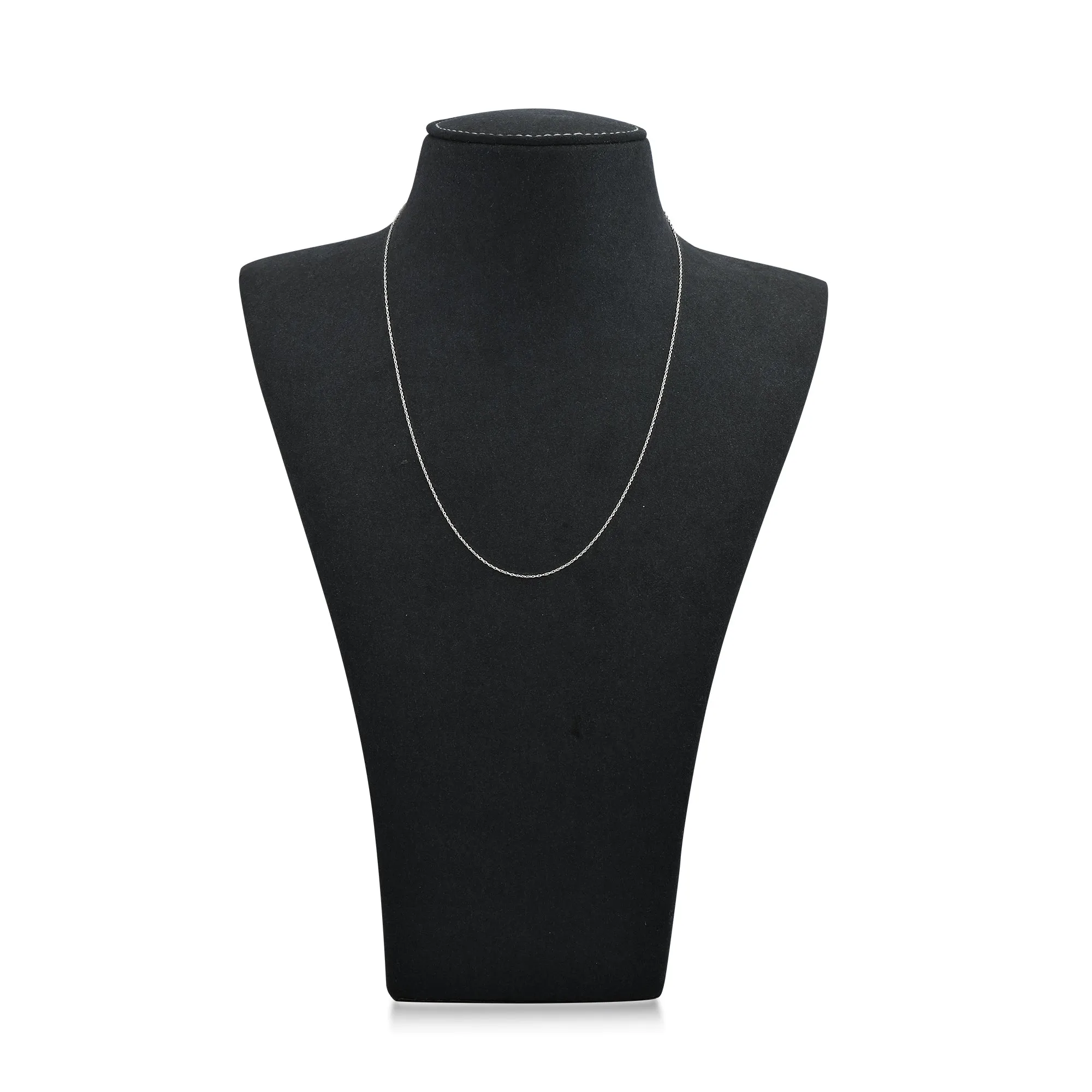 Everyday Elegance 14K White Gold Rope Chain Necklace with Spring-ring Clasp |18" Inch Length | 1.0 mm Thick | With Gift Box