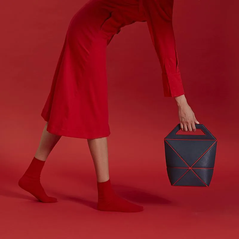 Facet Medium Foldable Tote - Blue / Red