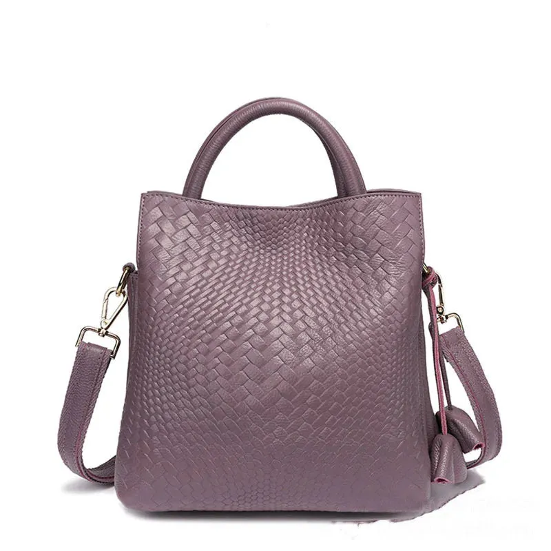 Fashion Knitted Genuine Leather Shoulder Bag