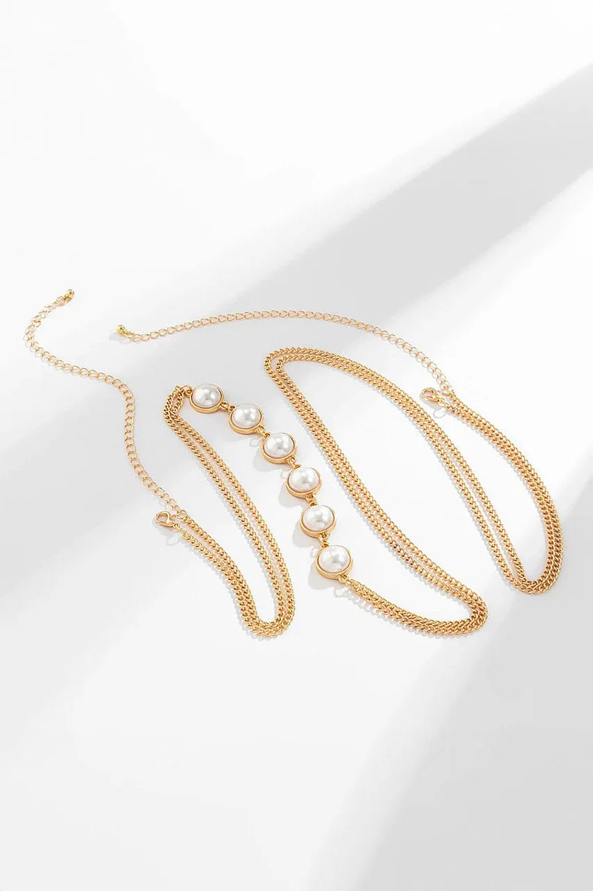 Faux Pearl Harness Body Jewelry