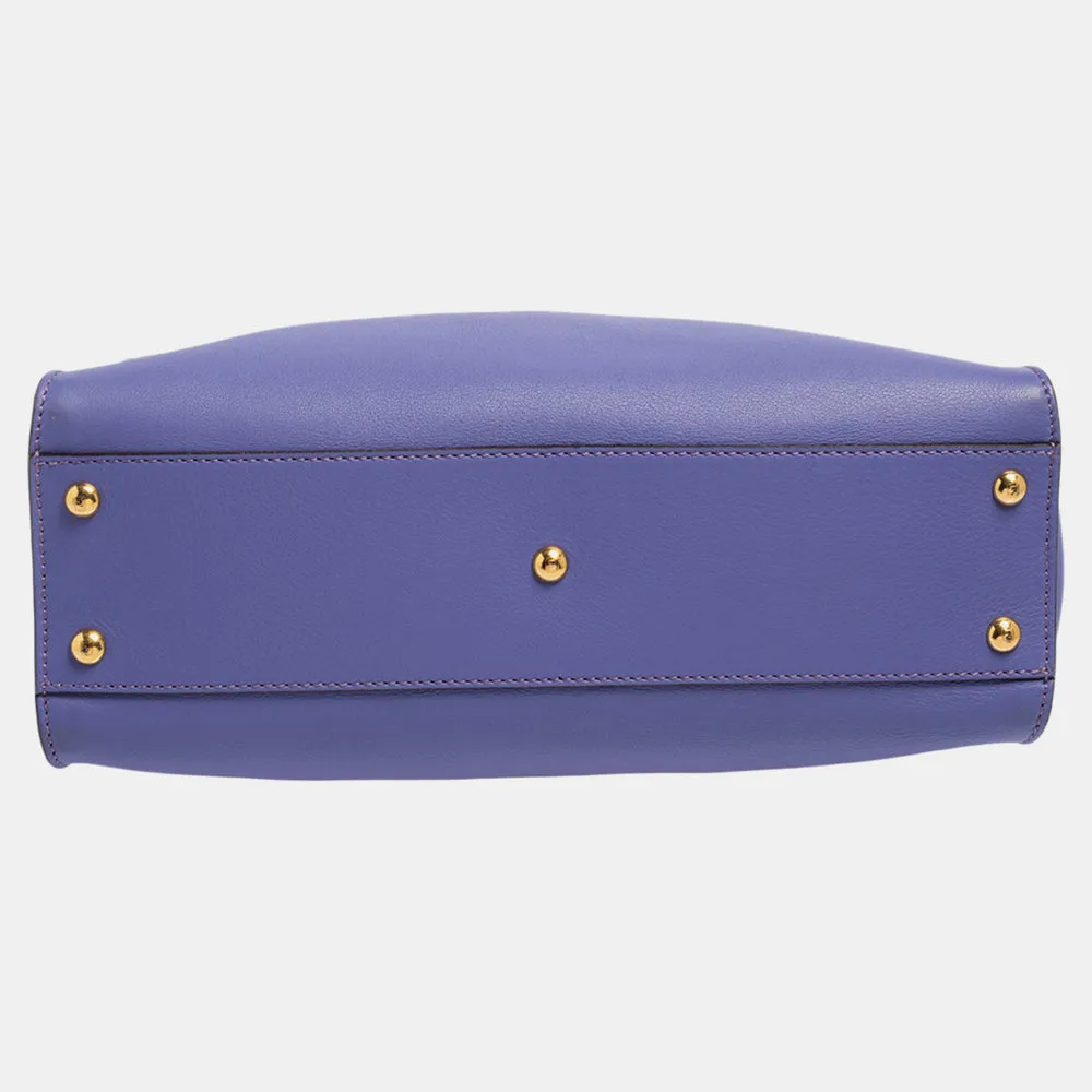 Fendi Purple Leather Medium Peekaboo Top Handle Bag