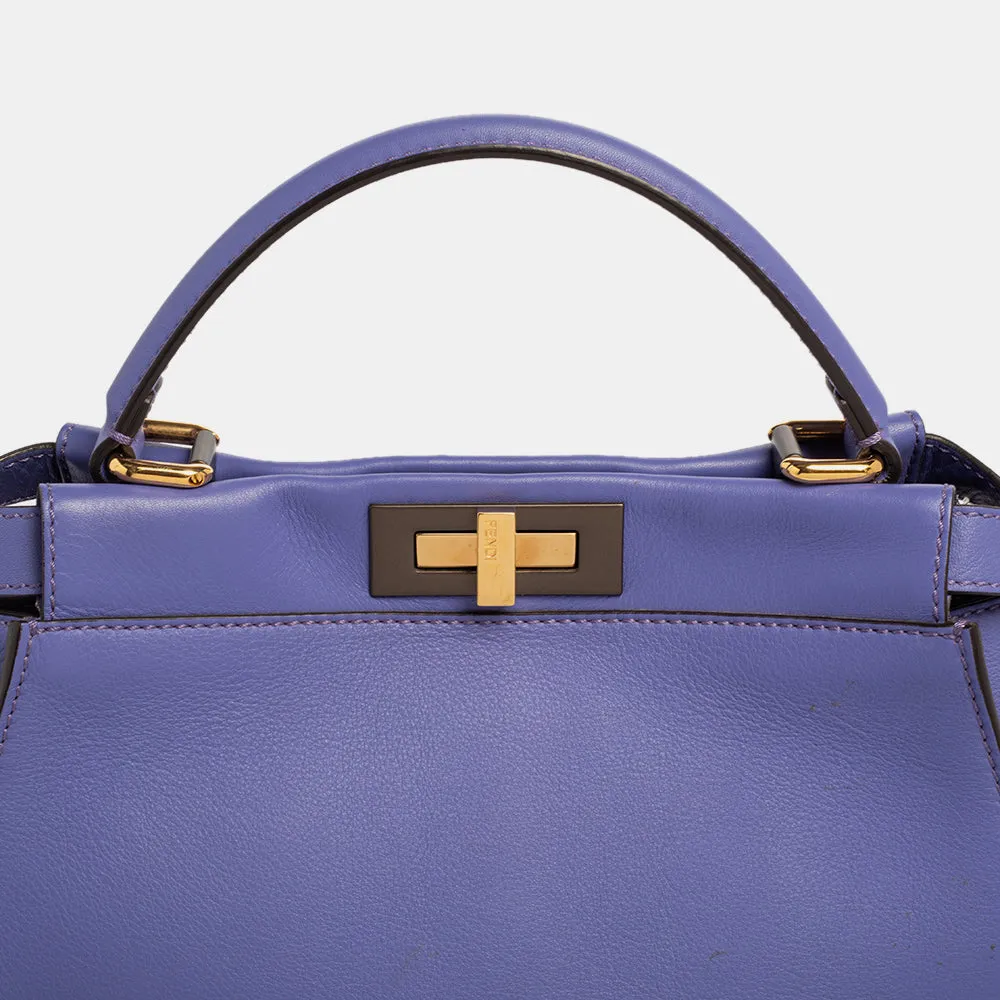 Fendi Purple Leather Medium Peekaboo Top Handle Bag