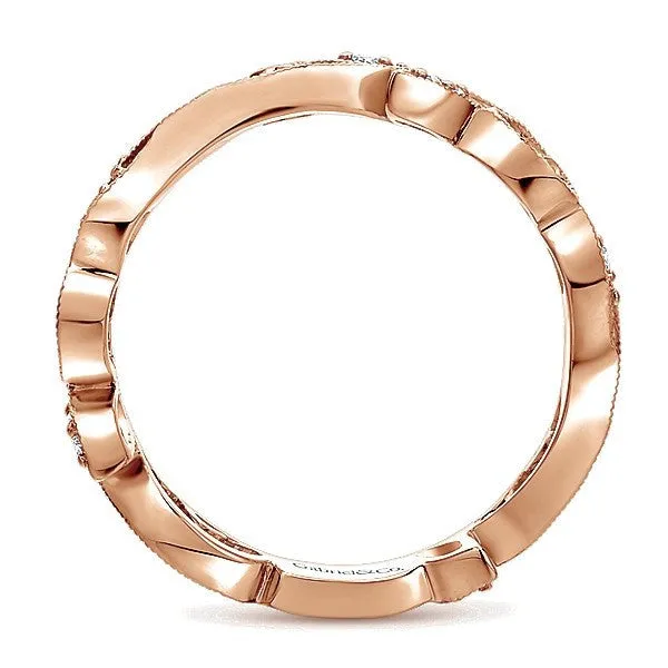 Floral Stackable Diamond  Band 14K Rose Gold
