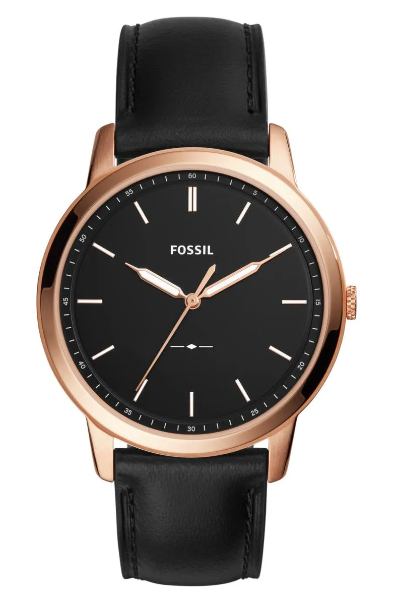 Fossil FS5376 Minimalist Leather Strap Men Watches Lexor Miami