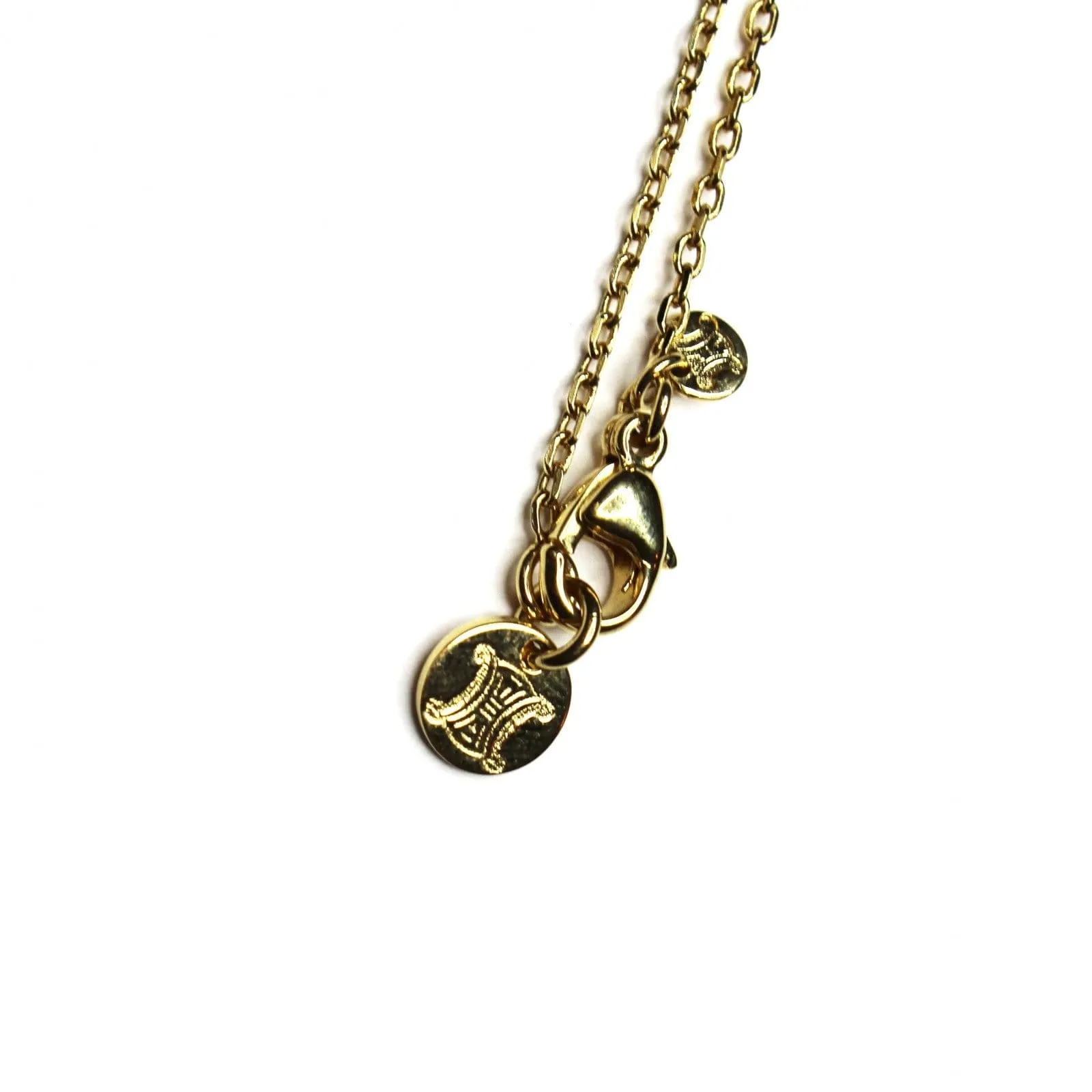 Gold Celine Horse and Wagon Chain with Black Enamel Accents