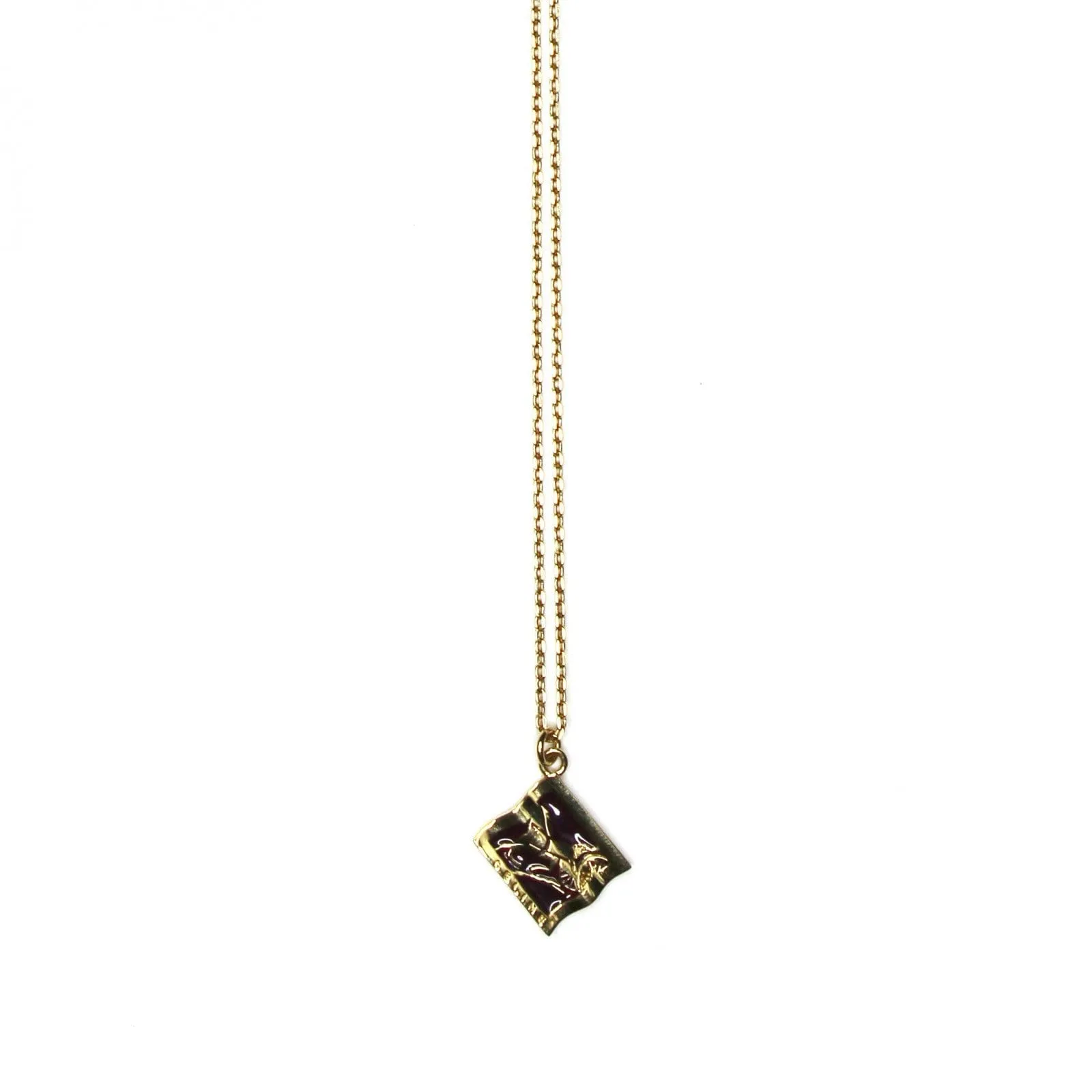 Gold Celine Horse and Wagon Chain with Black Enamel Accents