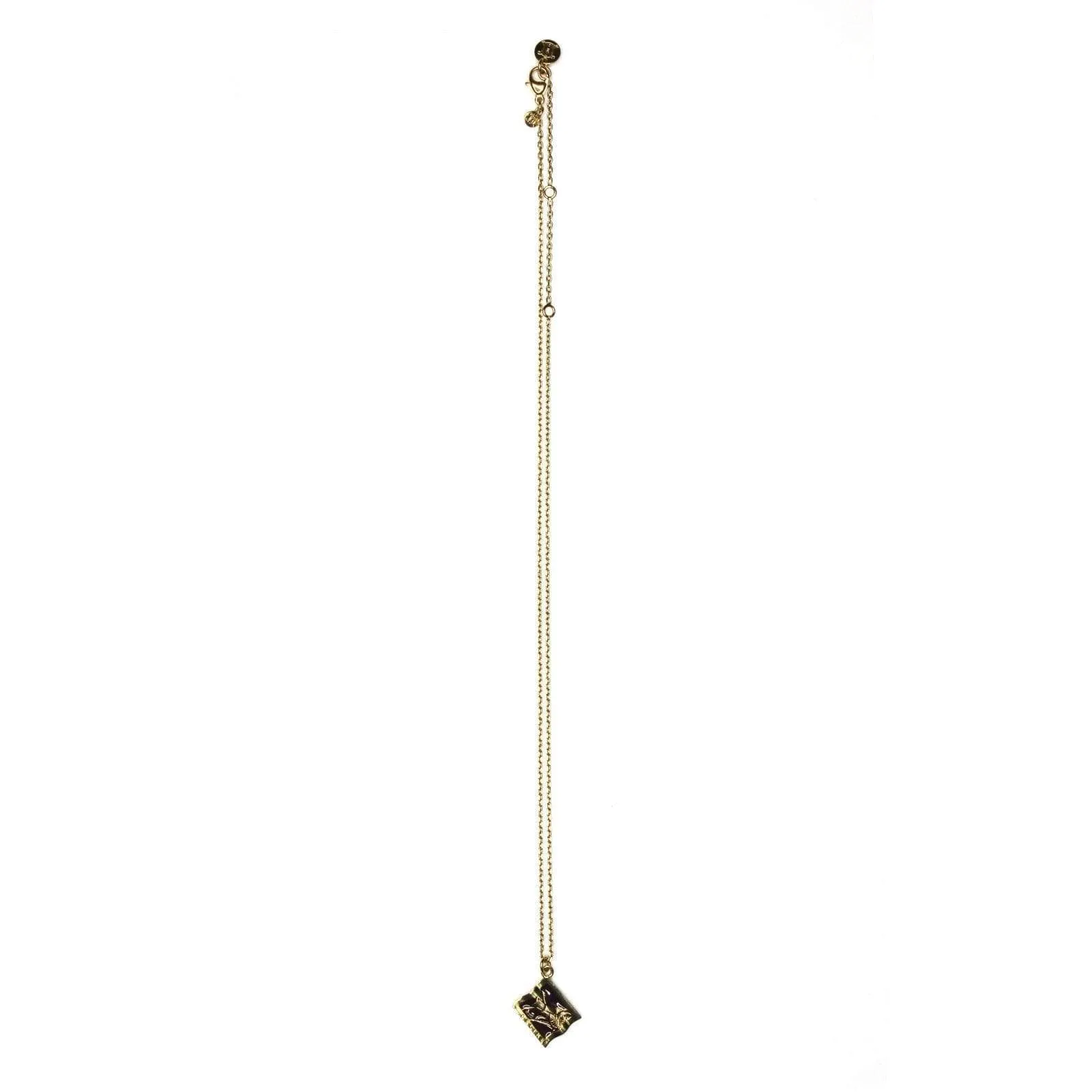 Gold Celine Horse and Wagon Chain with Black Enamel Accents