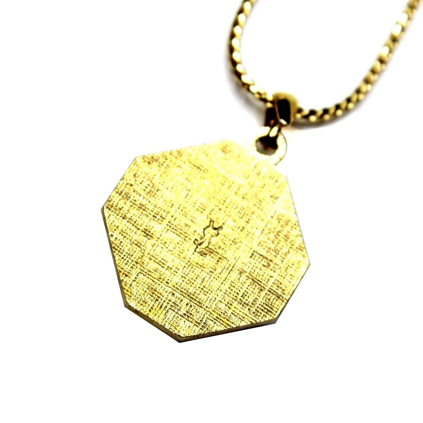 Gold YSL Octagon Logo Chain with Crystal Accents