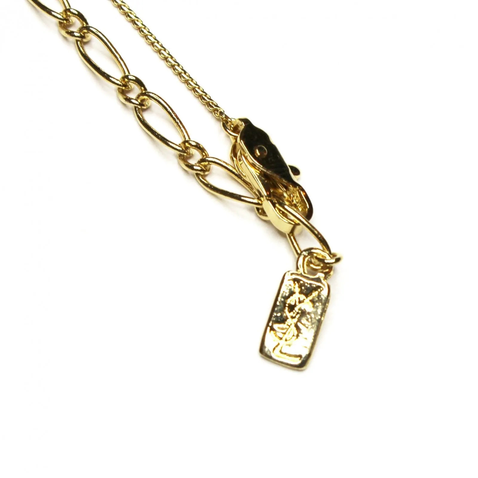 Gold YSL Octagon Logo Chain with Crystal Accents