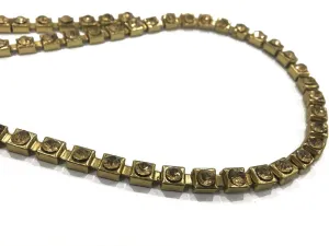 Golden Cubical Metal Chains (With Crystal- 8 mm)
