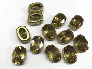 Golden LCT Oval Resin Stones with Catcher (14x10 mm)