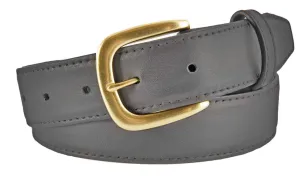 Gray Smooth Leather Belt, Hudson Buckle (Gold)