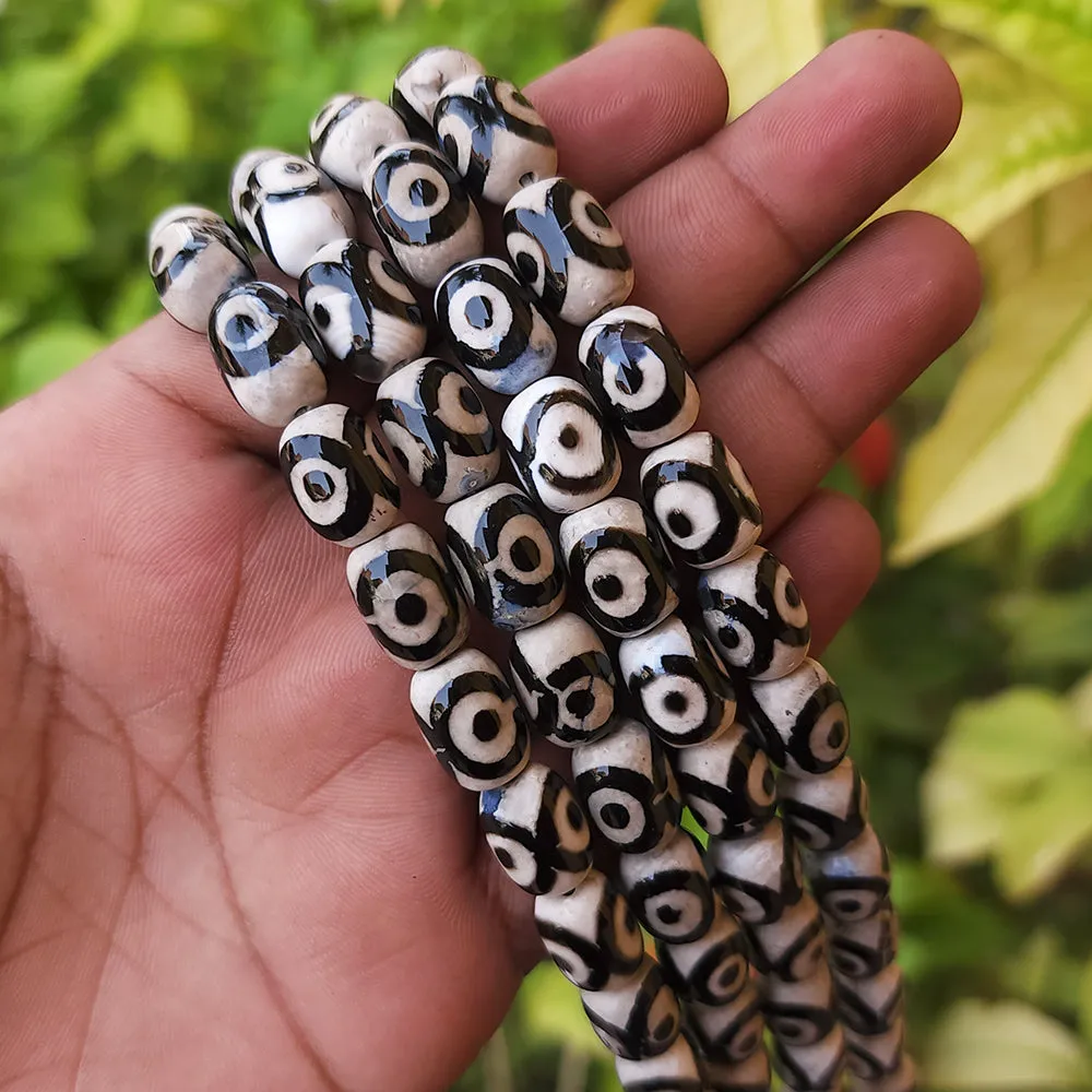 HAND PAINTED THE JADE EYE ' 14x10 MM' LIMITED EDITION BEADS' 27-28 BEADS APPROX