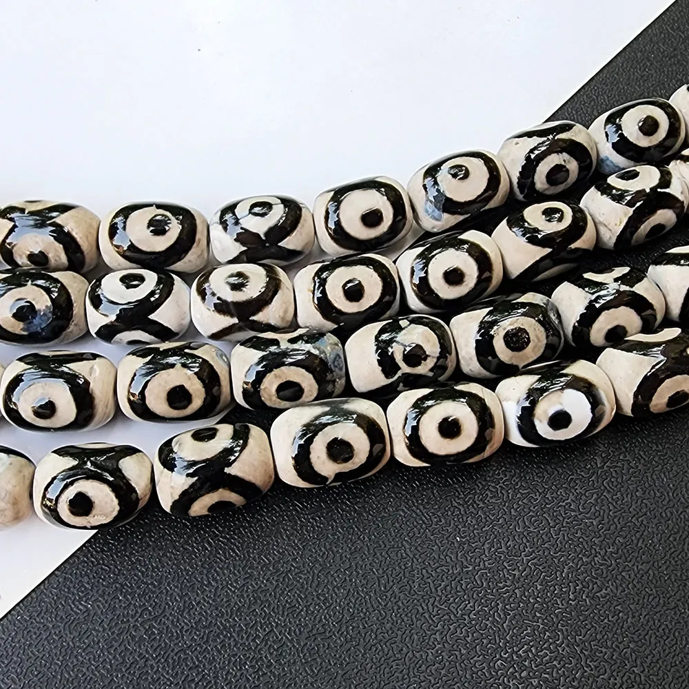 HAND PAINTED THE JADE EYE ' 14x10 MM' LIMITED EDITION BEADS' 27-28 BEADS APPROX