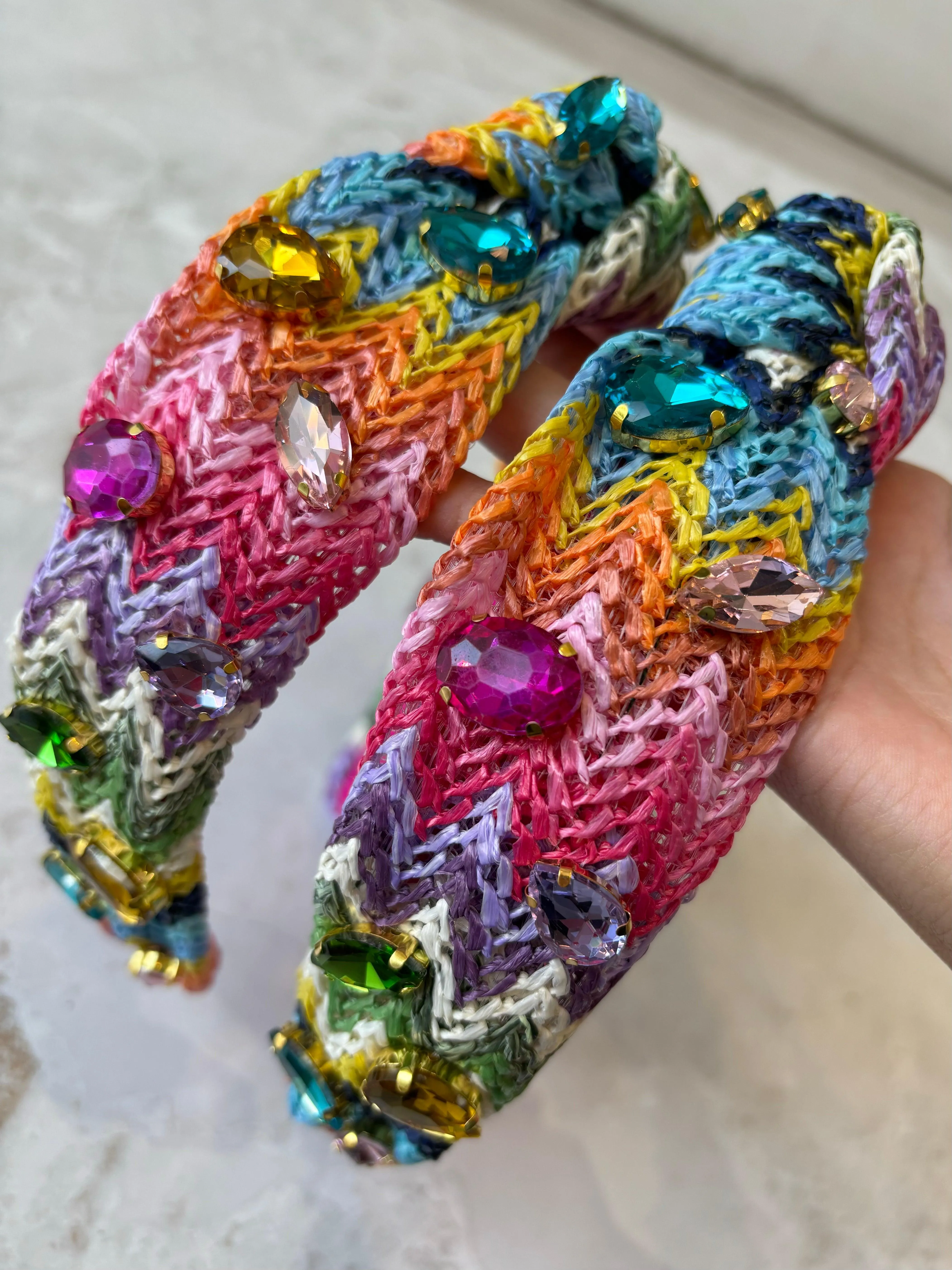 Headbands | Raffia Jeweled zig zag headband | Bari Lynn Accessories