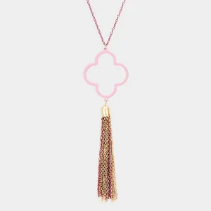 iLLASPARKZ Colored Clover Metal Chain Tassel Pendant Long Necklace