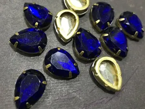 Ink Blue Drop Resin Stones with Catcher (18x13 mm) (Wholesale)