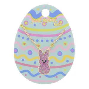 Jane Marie Kids 14" Purple Glitter Enamel Bunny Necklace, 3" Ext.