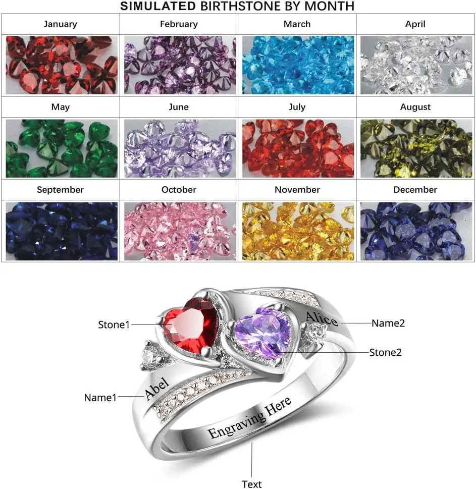 Jewelstruck Gifts for Mom Personalized Mothers Rings Birthstone Rings for Women Engagement Promise Rings for Her Family Anniversary Birthday Gifts for Women Grandma Mom Wife