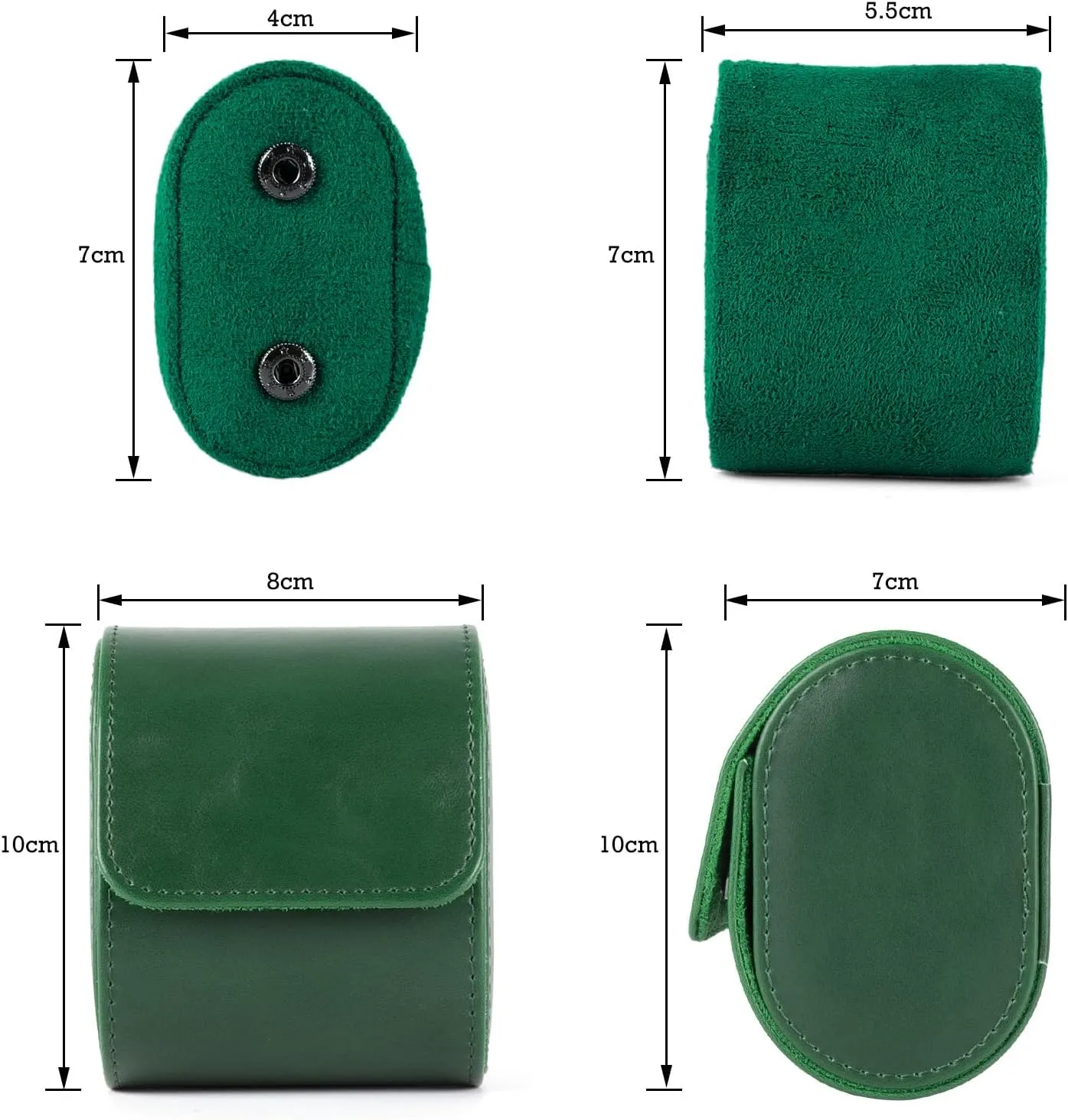Leather Single Watch Box, Vintage Watch Roll Travel Case for Men and Women, Green