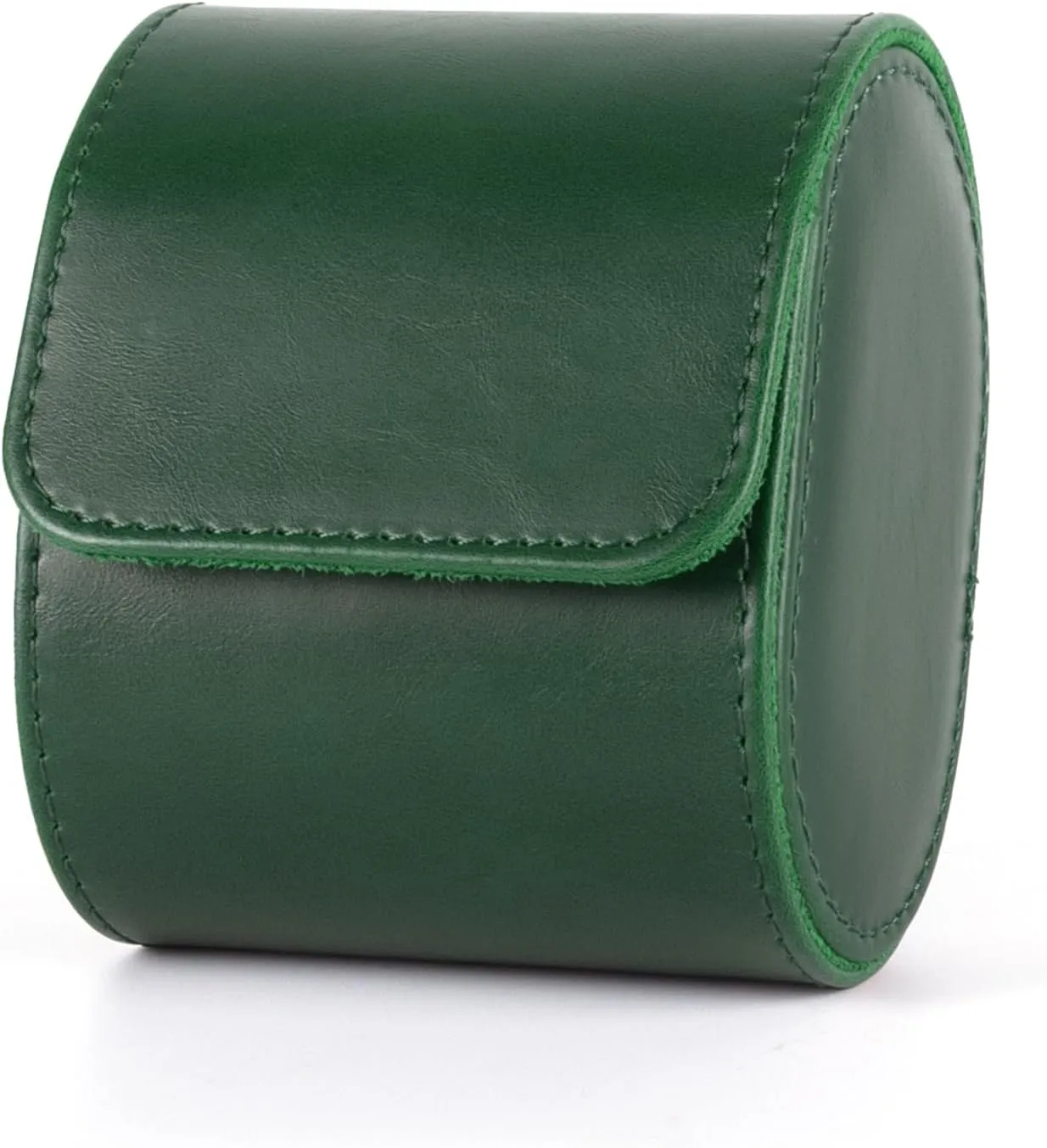 Leather Single Watch Box, Vintage Watch Roll Travel Case for Men and Women, Green