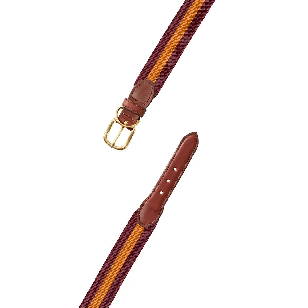 Maroon & Orange Grosgrain Ribbon Dog Collar