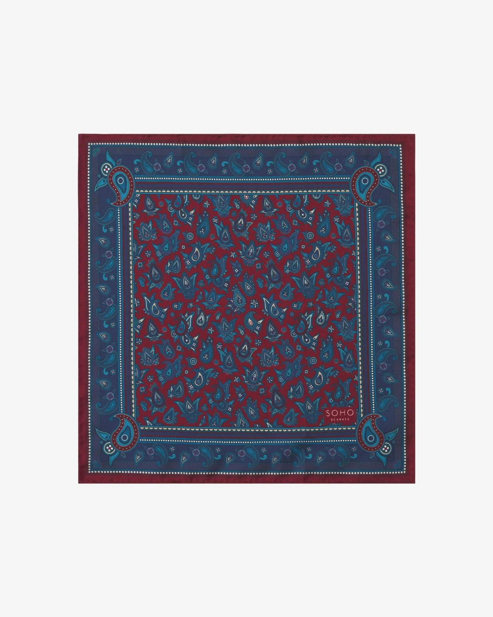 Men's Silk Pocket Square in Rust Paisley - The Buttermere