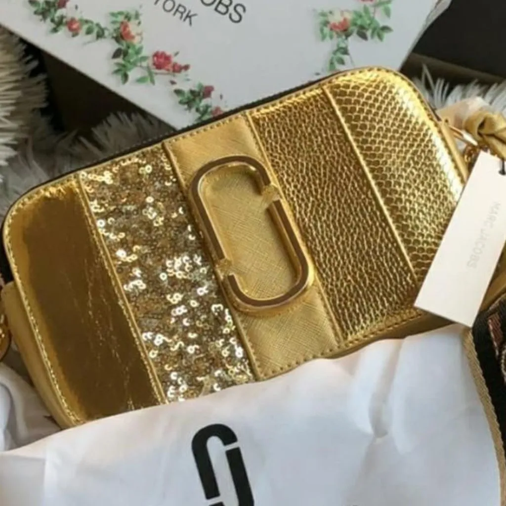 Metallic Snake Snapshot Small Crossbody Handbag For Women
