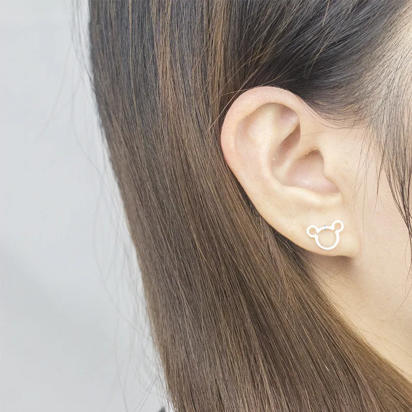 Minimalist Design Cute Hollow Mouse Earrings Girls