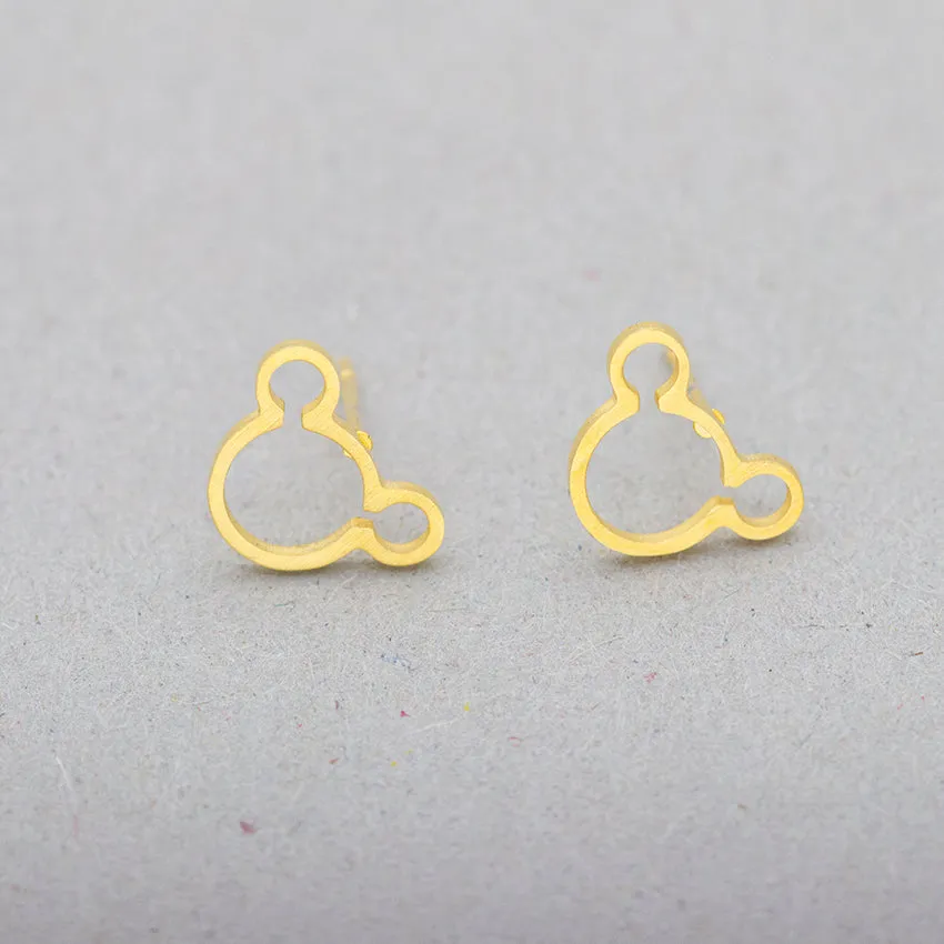 Minimalist Design Cute Hollow Mouse Earrings Girls
