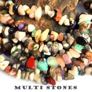 Multi Stones, Uncut Chips Natural Gemstone Beads long String about 200  Beads in size about 4~11mm