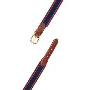Navy, Tan & Burgundy Grosgrain Ribbon Dog Collar