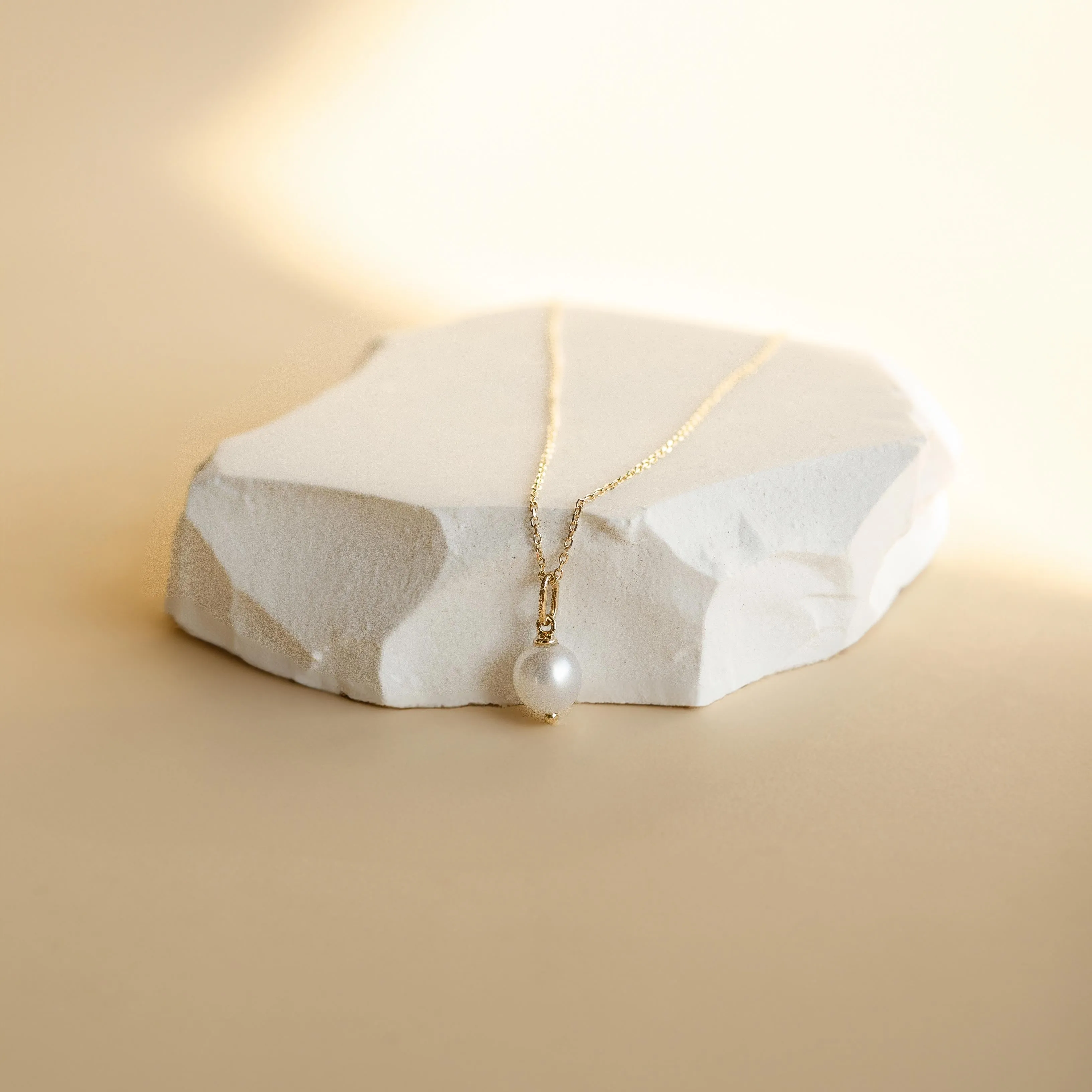 New Beginnings Pearl Pendant Necklace 14K Gold