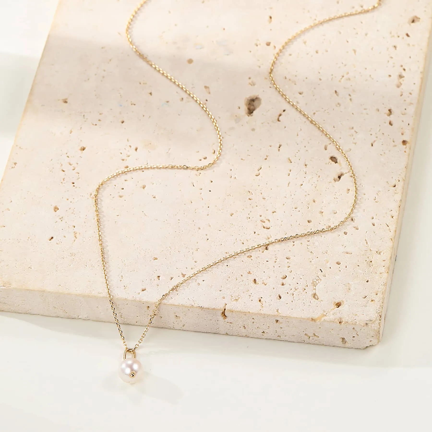 New Beginnings Pearl Pendant Necklace 14K Gold