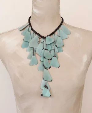 Pastel Sea Green Waterfall Tagua Necklace