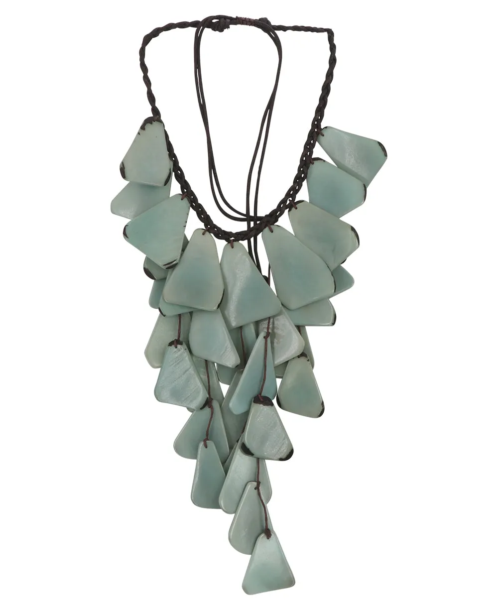 Pastel Sea Green Waterfall Tagua Necklace