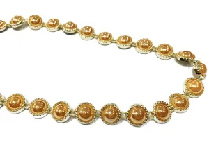 Peach Brown Circular Designer Glass Stone Laces (12 mm)
