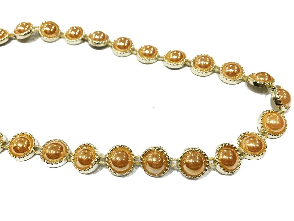 Peach Brown Circular Designer Glass Stone Laces (12 mm)