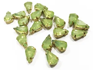 Peridot Green Opal Drop Resin Stones with Catcher (10x6 mm) (Wholesale)