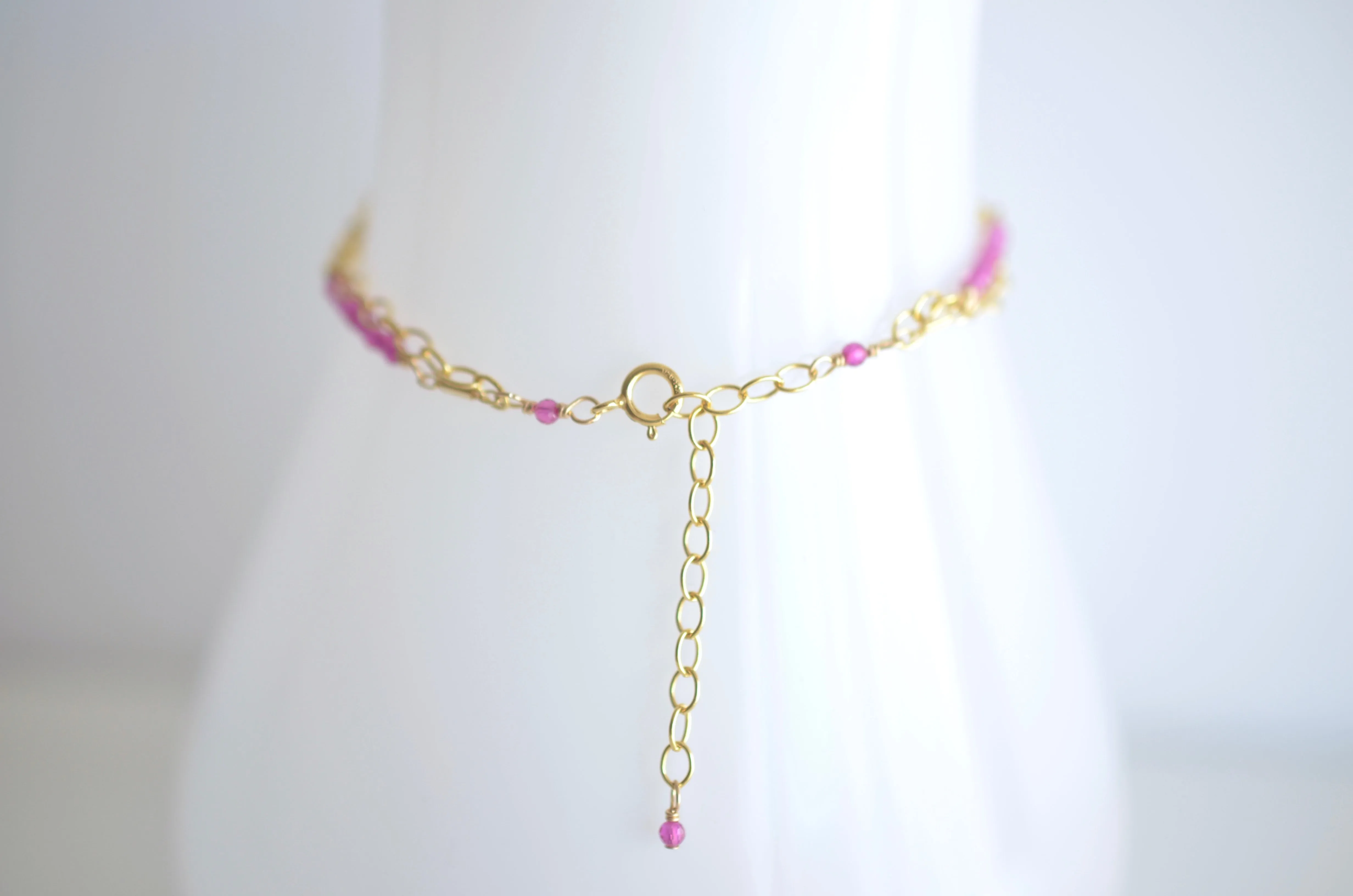 Piper -  Pink Agate, 14k Gold Filled Bracelet