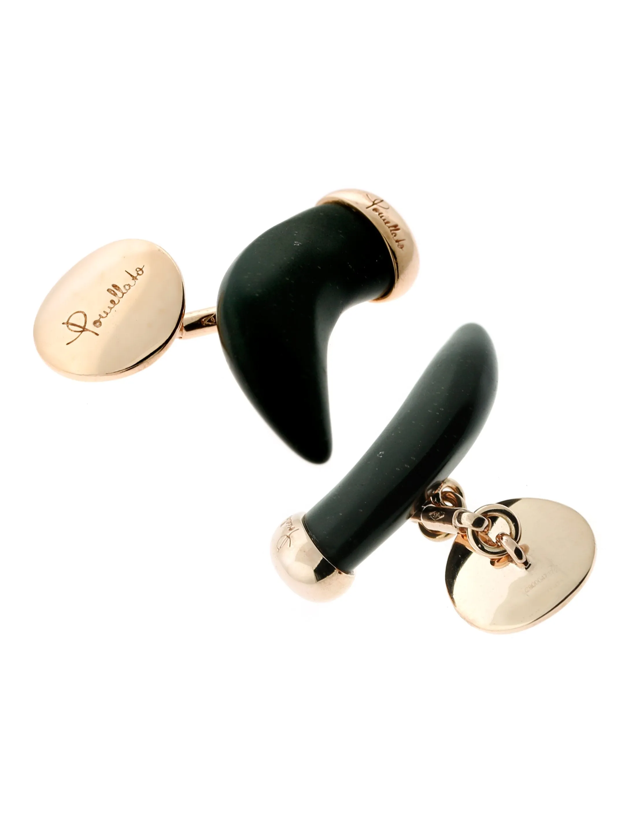 Pomellato Horn Rose Gold Jet Cufflinks