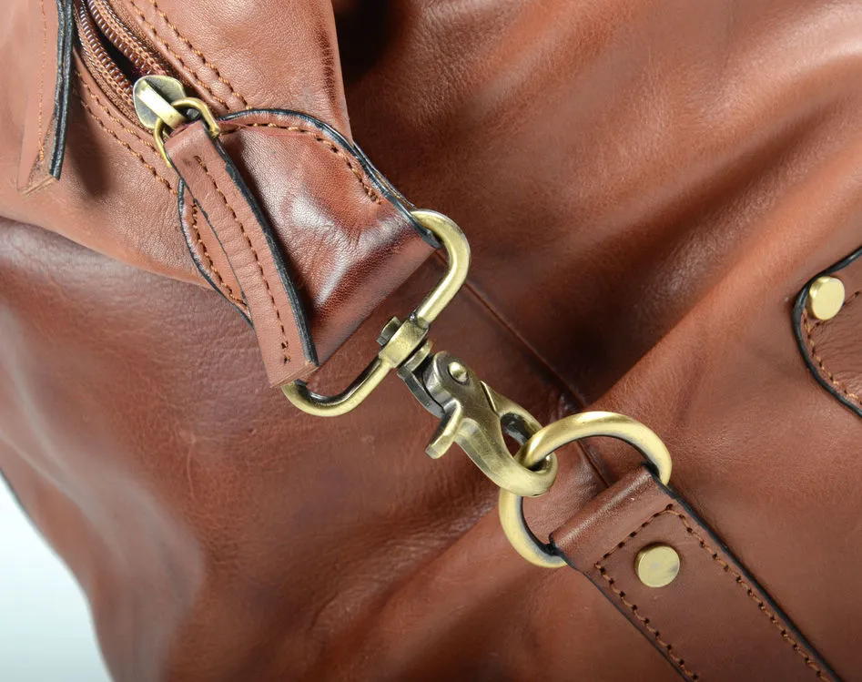 Prime Hide Ridgeback Luxury Brown Leather Holdall