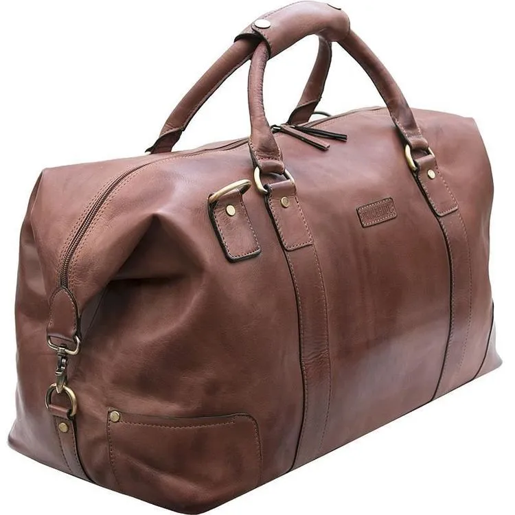 Prime Hide Ridgeback Luxury Brown Leather Holdall