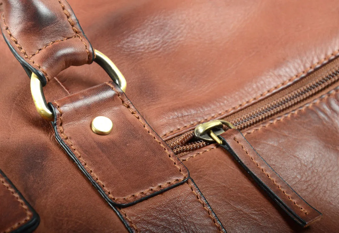 Prime Hide Ridgeback Luxury Brown Leather Holdall