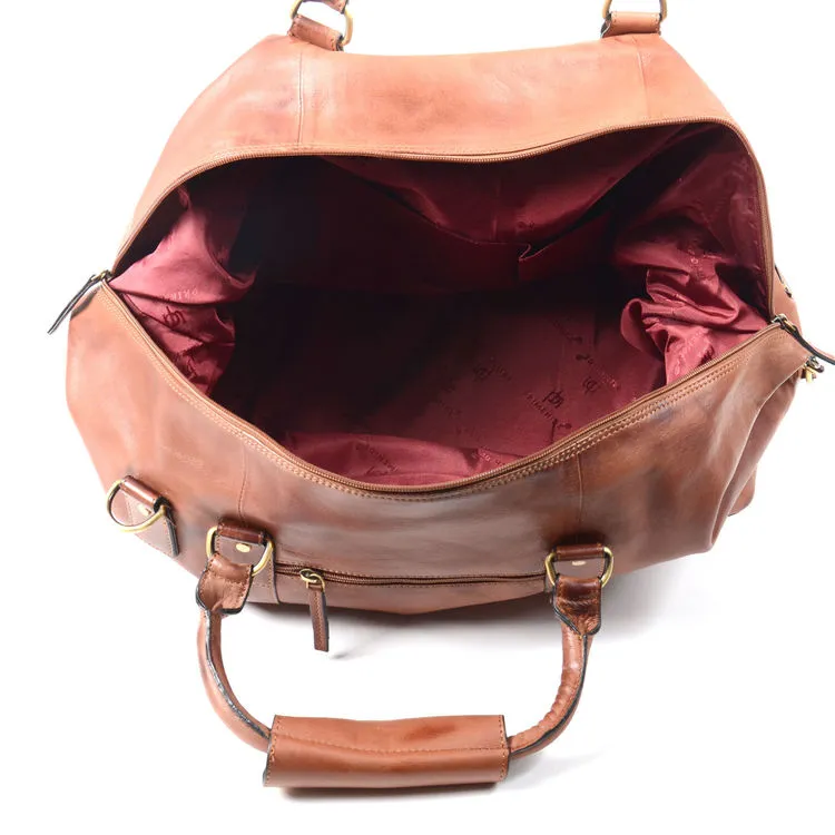 Prime Hide Ridgeback Luxury Brown Leather Holdall