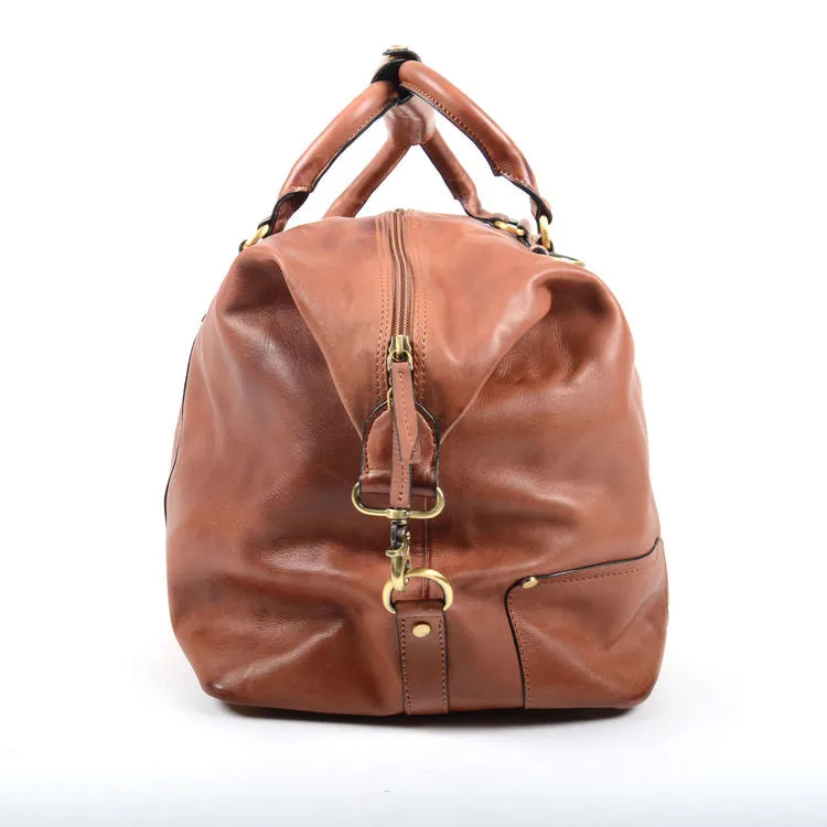 Prime Hide Ridgeback Luxury Brown Leather Holdall