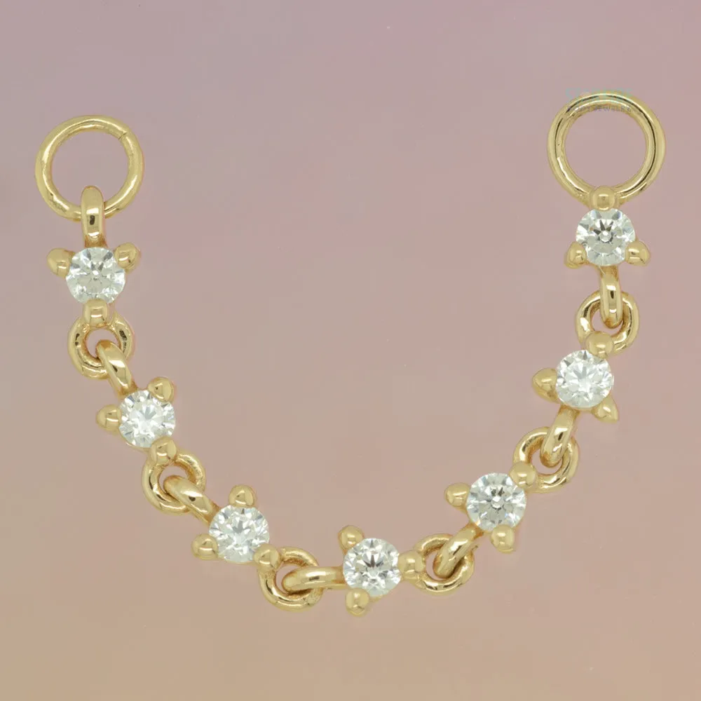 "Languid" Chain Attachment in Gold with CZ's