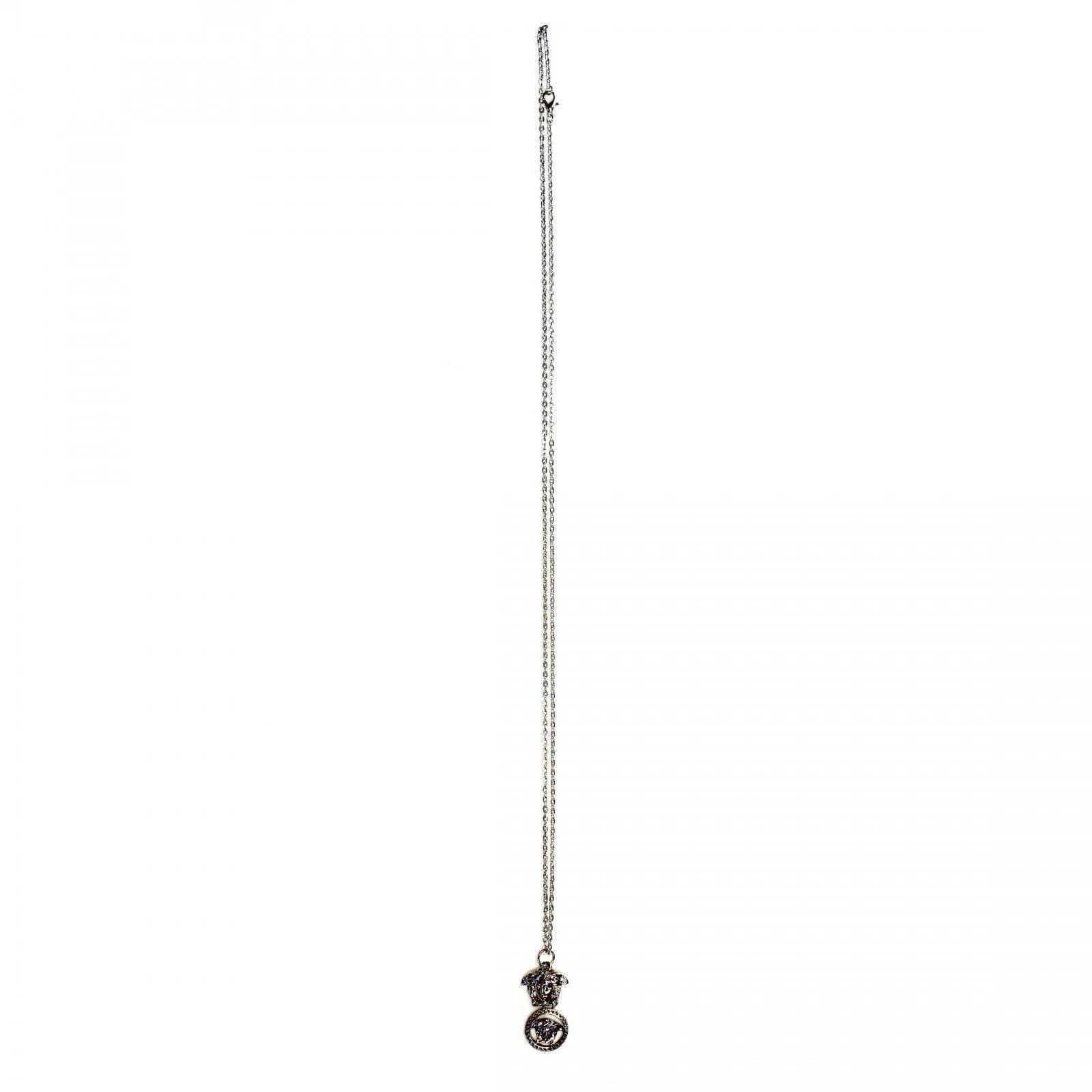 Silver Gianni Versace Double Medusa Head Pendent Chain