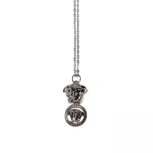Silver Gianni Versace Double Medusa Head Pendent Chain